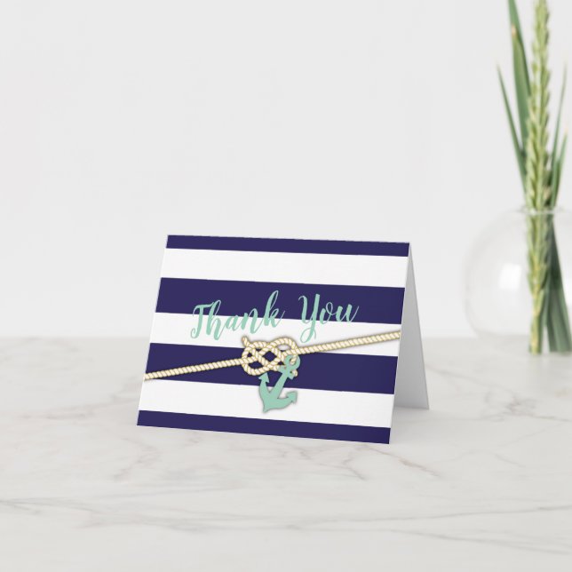 Tarjeta De Agradecimiento La ducha/Bachelorette nupciales náuticos le (Anverso)