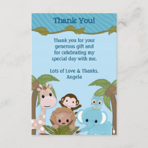 Tarjeta De Agradecimiento La ducha de bebés dulce de la selva le agradece