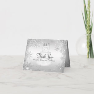 Tarjeta De Agradecimiento La ducha nupcial del pastel de bodas del monograma