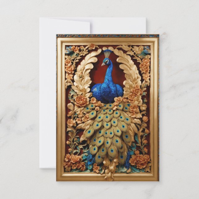 Tarjeta De Agradecimiento La elegancia de una pareja de pavos reales" (Anverso)