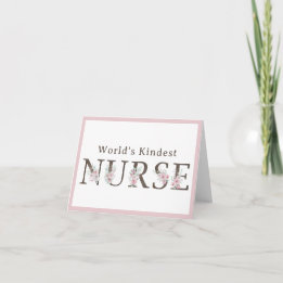 Tarjeta De Agradecimiento La Enfermera Más Amable del Mundo Floral Navidad