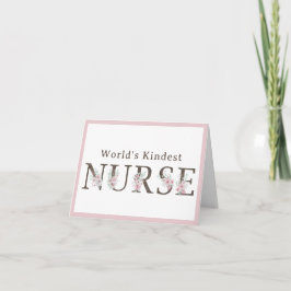 Tarjeta De Agradecimiento La Enfermera Más Amable del Mundo Floral Navidad