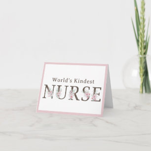 Tarjeta De Agradecimiento La Enfermera Más Amable del Mundo Floral Navidad
