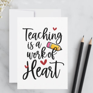 Tarjeta De Agradecimiento La enseñanza es una labor del corazón Agradecimien