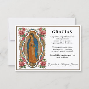Tarjeta De Agradecimiento La española María Guadalupe Gracias Condolencia