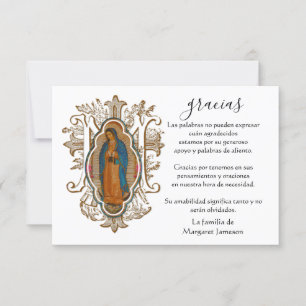 Tarjeta De Agradecimiento La española Mary Guadalupe Gracias Condolencia