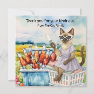 Tarjeta De Agradecimiento La esposa del gato está en la cesta de la ropa