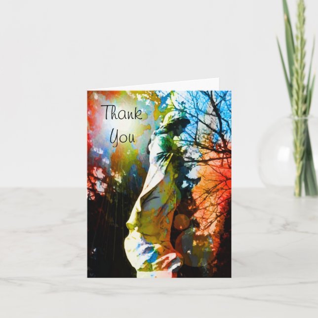 Tarjeta De Agradecimiento La estatua del ángel le agradece cardar (Anverso)