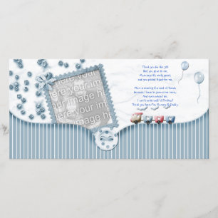 Tarjeta De Agradecimiento La fiesta de bienvenida al bebé azul le agradece