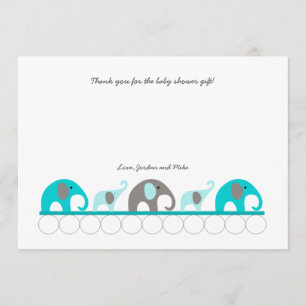 Tarjeta De Agradecimiento La fiesta de bienvenida al bebé del elefante de la
