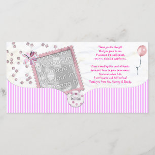 Tarjeta De Agradecimiento La fiesta de bienvenida al bebé rosada le agradece