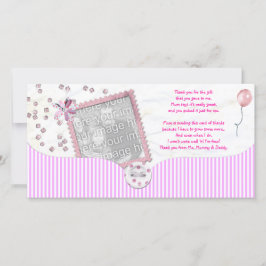 Tarjeta De Agradecimiento La fiesta de bienvenida al bebé rosada le agradece