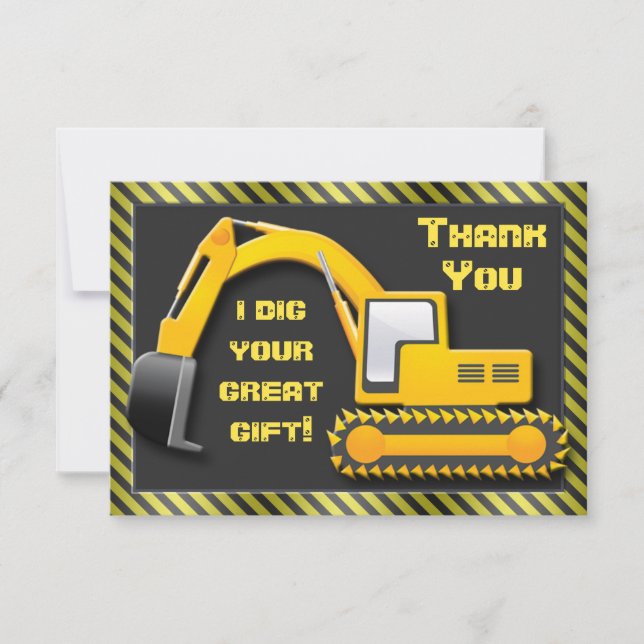 Tarjeta De Agradecimiento La fiesta de cumpleaños de la construcción le (Anverso)
