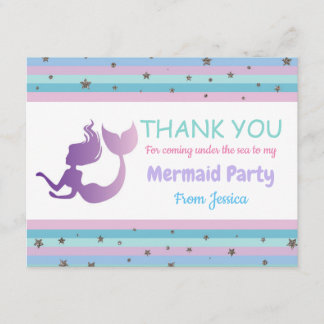 Tarjeta De Agradecimiento La fiesta de cumpleaños de la sirena le agradece