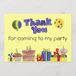 Tarjeta De Agradecimiento La fiesta de cumpleaños de los niños le agradece