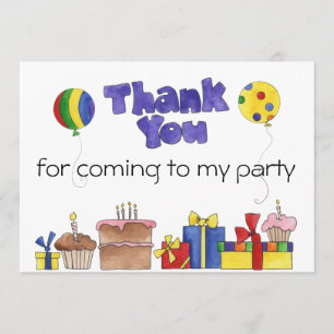 Tarjeta De Agradecimiento La fiesta de cumpleaños de los niños le agradece