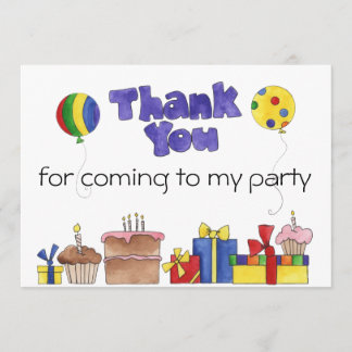 Tarjeta De Agradecimiento La fiesta de cumpleaños de los niños le agradece