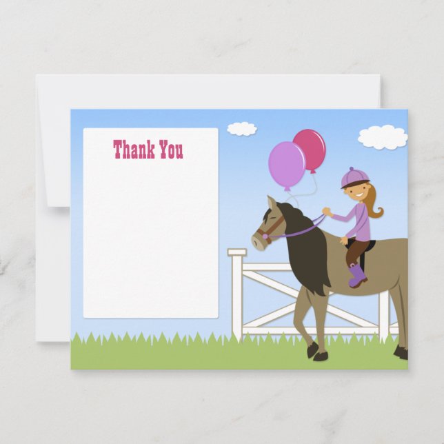 Tarjeta De Agradecimiento La fiesta de cumpleaños del caballo le agradece (Anverso)