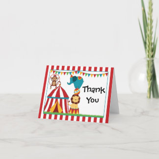 Tarjeta De Agradecimiento La fiesta de cumpleaños del circo le agradece
