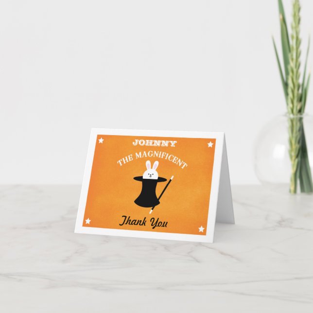 Tarjeta De Agradecimiento La fiesta de cumpleaños del mago le agradece (Anverso)