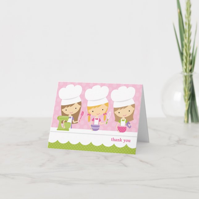 Tarjeta De Agradecimiento La fiesta de cumpleaños del pequeño chef gracias a (Anverso)
