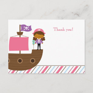 Tarjeta De Agradecimiento La fiesta de cumpleaños del pirata del chica