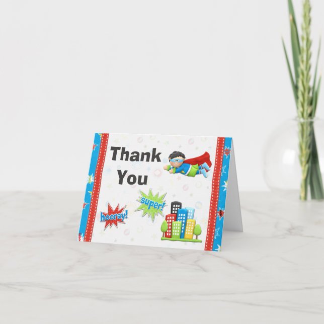 Tarjeta De Agradecimiento La fiesta de cumpleaños del super héroe le (Anverso)