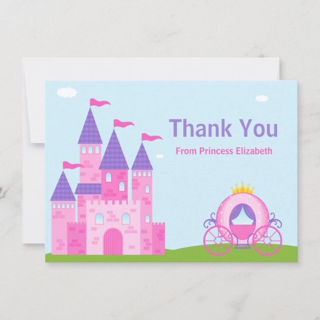 Tarjeta De Agradecimiento La fiesta de la princesa cumpleaños le agradece (Anverso)