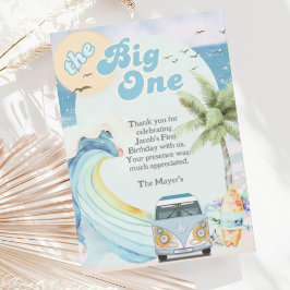 Tarjeta De Agradecimiento La fiesta del primer cumpleaños del Big One Surfin