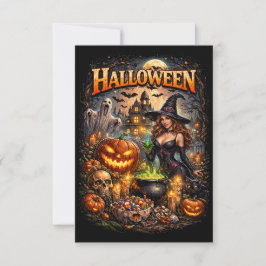 Tarjeta De Agradecimiento La fiesta nocturna de la bruja