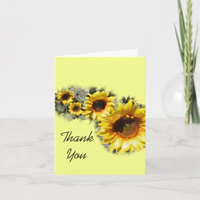 Tarjeta De Agradecimiento La fila de los girasoles del jardín amarillo graci (Anverso)