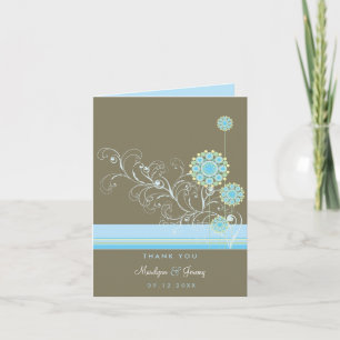 Tarjeta De Agradecimiento La flor azul caprichosa de la nieve remolina boda