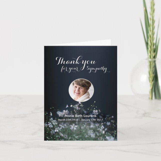 Tarjeta De Agradecimiento La flor conmemorativa de la condolencia le (Anverso)
