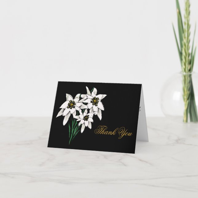 Tarjeta De Agradecimiento La flor de Edelweiss le agradece cardar (Anverso)