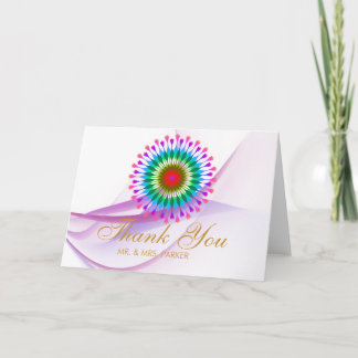 Tarjeta De Agradecimiento La flor de Lotus elegante le agradece rosa del oro