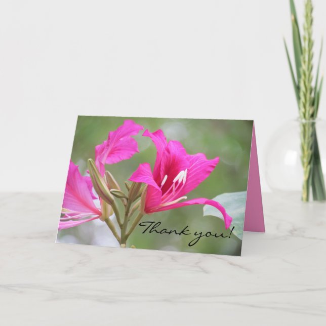 Tarjeta De Agradecimiento La flor rosada le agradece (Anverso)