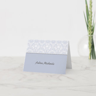 Tarjeta De Agradecimiento La foto azul del damasco elegante le agradece