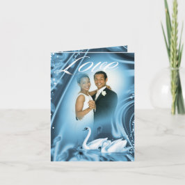 Tarjeta De Agradecimiento La foto azul romántica de la boda del amor del