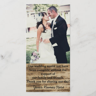 Tarjeta De Agradecimiento La foto de encargo de la boda le agradece las