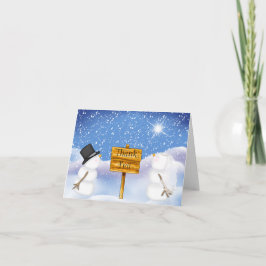 Tarjeta De Agradecimiento La foto de la boda del muñeco de nieve del