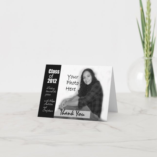 Tarjeta De Agradecimiento La foto de la graduación le agradece cardar (Anverso)