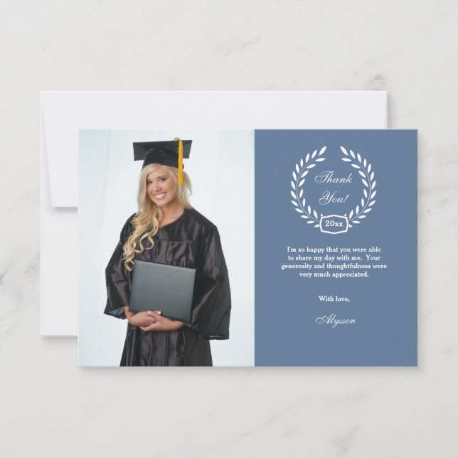 Tarjeta De Agradecimiento La foto de la guirnalda de la graduación le (Anverso)
