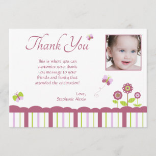 Tarjeta De Agradecimiento La foto del chica de la mariposa le agradece