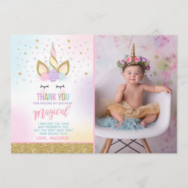 Tarjeta De Agradecimiento La foto del unicornio le agradece cardar unicornio