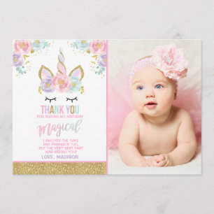 Tarjeta De Agradecimiento La foto del unicornio le agradece cardar unicornio
