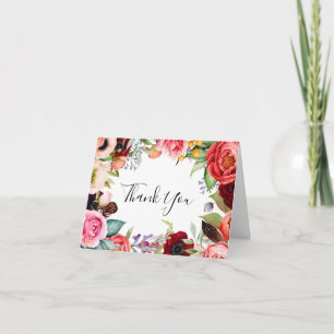 Tarjeta De Agradecimiento La foto floral bohemia de la boda le agradece