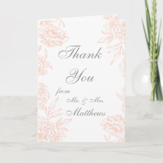Tarjeta De Agradecimiento La foto floral gris anaranjada de la boda del