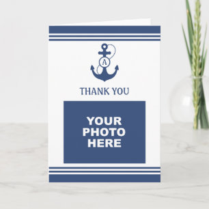 Tarjeta De Agradecimiento La foto náutica de los azules marinos le agradece