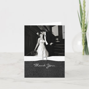 Tarjeta De Agradecimiento La foto negra y blanca le agradece cardar