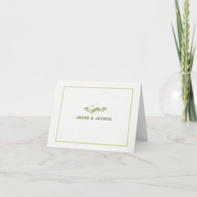 Tarjeta De Agradecimiento La foto personalizada cinta verde agradece (Anverso)